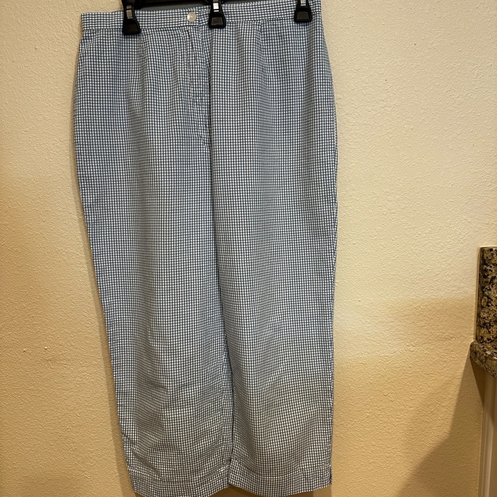 Charter Club Blue and White Checkered Women’s Capris—Size 12 Petite